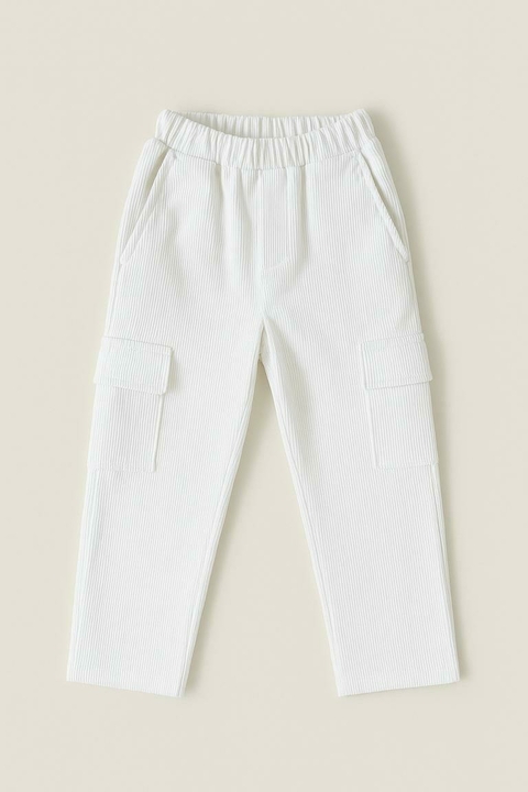 Calça Cargo Infantil em Cotelê Branco - comprar online