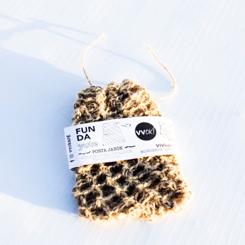 Funda de yute porta jabón Viva la Vaca