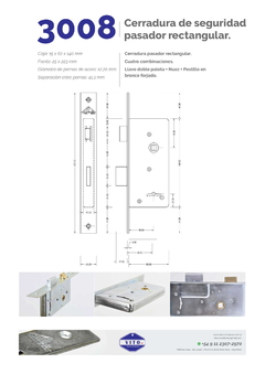 CERRADURA PERNO RECTANGULAR VITO 3008