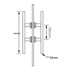 MANIJON DOBLE ACERO INOXIDABLE 32X500 MM en internet