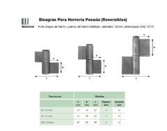 BISAGRA PARA SOLDAR PESADA FICHA REVERSIBLE - comprar online