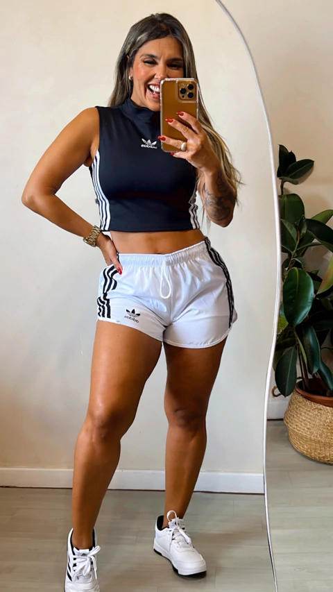 Short tactel adidas branco - comprar online