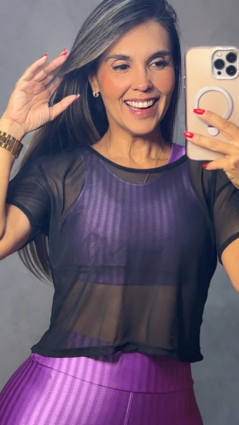 Cropped tule Manga Curta