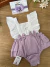 Jardineira Bruna Branca e Lilás - comprar online