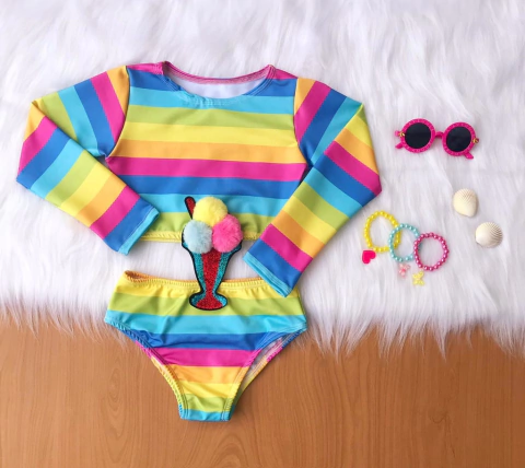 Biquini listras com mangas longas e sorvetes