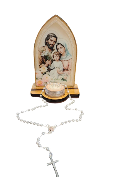 CAPELA MADEIRA COM TERÇO SAGRADA FAMÍLIA