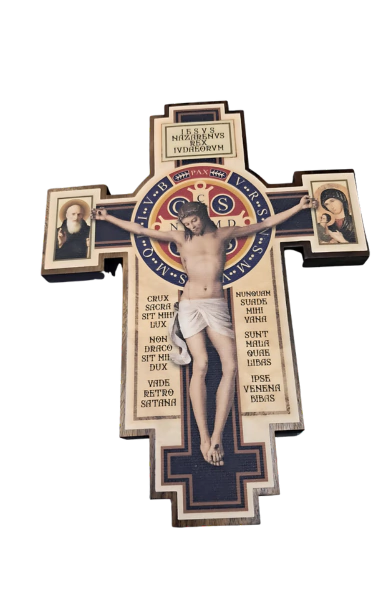 CRUZ DE SÃO BENTO MADEIRA 19CM PORTA/PAREDE