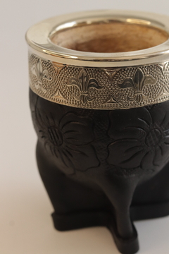 Mate Imperial cuero Cincelado negro - Aldea Mates