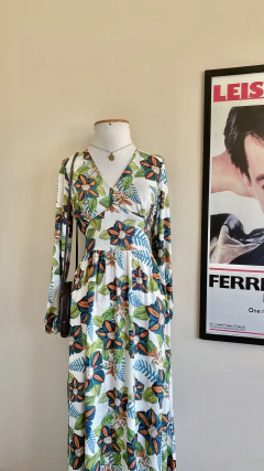 Vestido longo folhagem