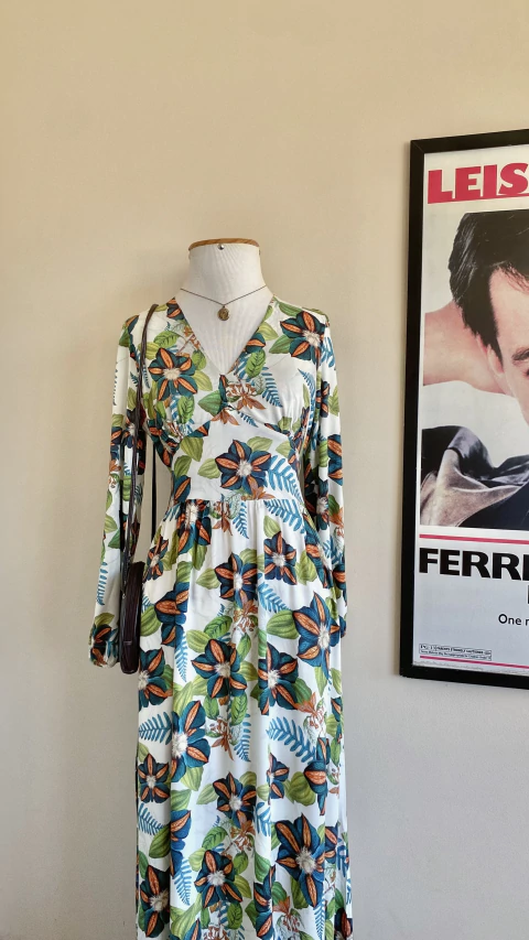 Vestido longo folhagem