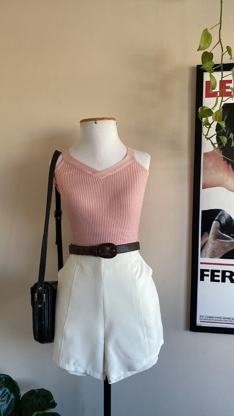 Blusa canelada rosa