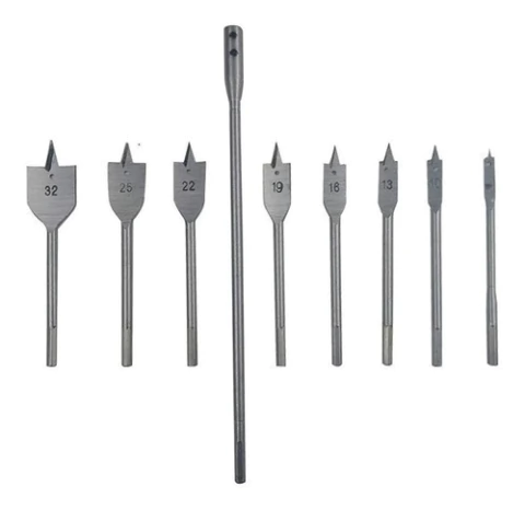 Mechas Planas P/ Madera Set 8 Pcs 6-10-13-16-19-22-25-32 Mm