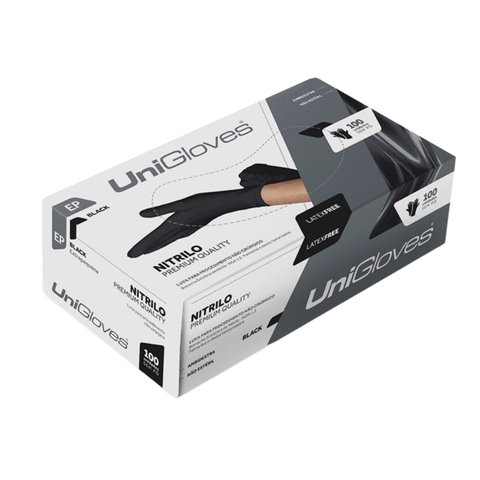 Luva Unigloves Látex com Pó - (preto)