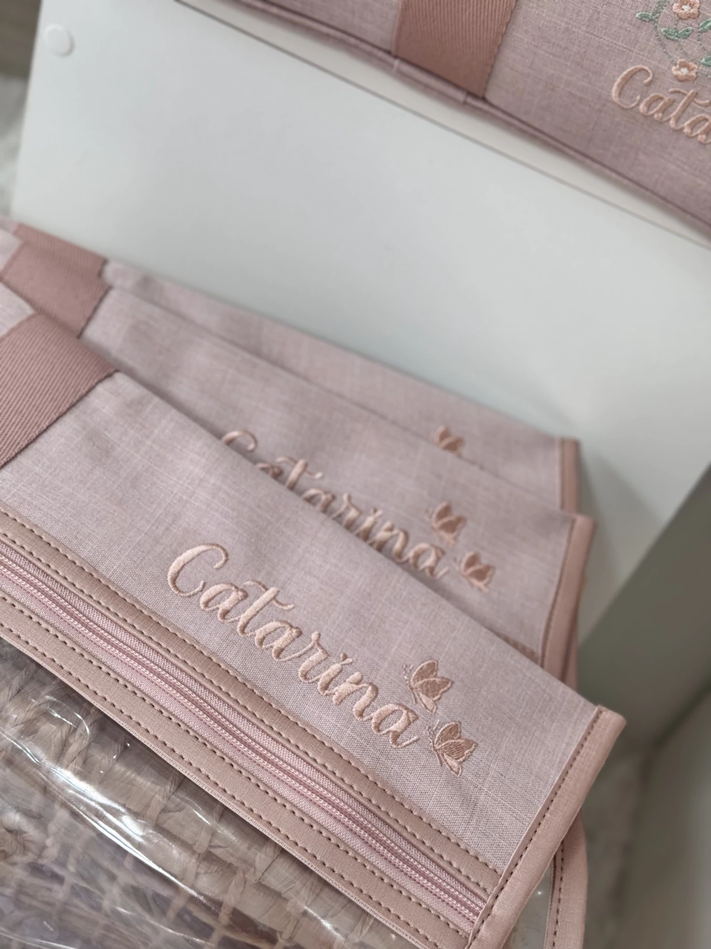 Trio de saquinhos Troca em linho