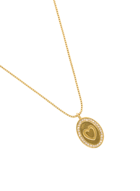 Colar Medalha Coração - Dourado