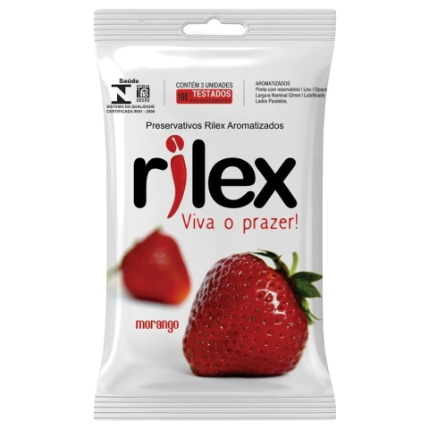 PRESERVATIVO MORANGO 03 UNIDADES RILEX