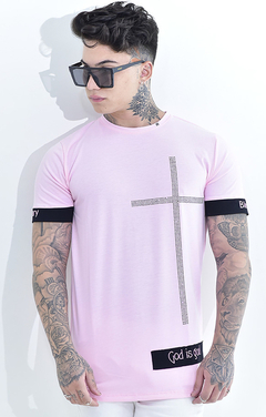 Camiseta Gola O Rosa com Strass
