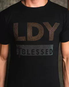 Camiseta Gola O "Blessed Strass BLK" - comprar online