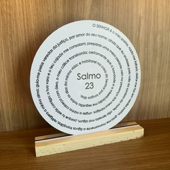 Enfeite de Mesa MDF Redondo 20cm Branco - Salmo 23 - loja online