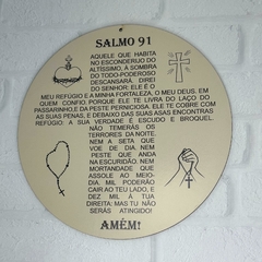 Placa Decorativa Redonda Salmo 91 Bege 29cm – Proteção e Fé para Seu Lar - MARA ROCHA DECORAÇÃO