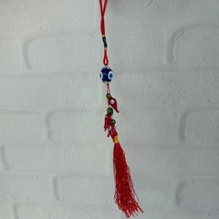 Chaveiro Amuleto - Vermelho com Pimentas e Olhos Gregos