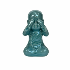 Buda em Cerâmica 10cm Sábio Não Vejo - Azul - comprar online