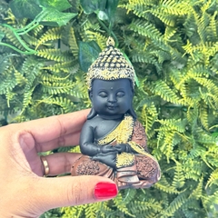Buda Tibetano em Resina 12cm Marrom e Dourado - Mantra na internet