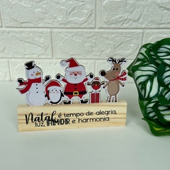 Enfeite Decorativo de Madeira Pinus e MDF "Natal é Tempo de Alegria" - MARA ROCHA DECORAÇÃO