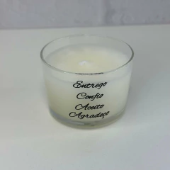 Porta Vela Vidro Pequeno 140ml - Entrego, Confio, Aceito, Agradeço + Vela Aromática Bambu - comprar online