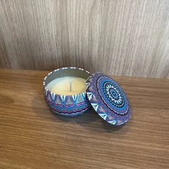 Vela Decorativa na Lata - Mandala Azul - comprar online