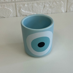 Cachepot Porcelana 8,5cm Olho Grego - Azul Claro na internet