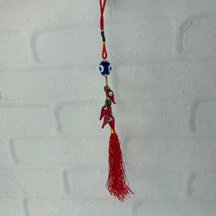 Chaveiro Amuleto - Vermelho com Pimentas e Olhos Gregos - MARA ROCHA DECORAÇÃO