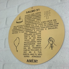 Placa Decorativa Redonda Salmo 91 Amarela 29cm – Proteção e Fé para Seu Lar - MARA ROCHA DECORAÇÃO