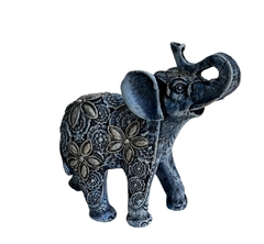 Elefante Médio em Resina 17 cm - Flor Azul - comprar online