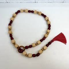 Japamala de Mesa 120cm Decorativo - Contas Claras e Vermelho - comprar online