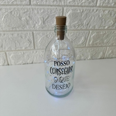 Garrafa de Vidro 500ml com LED - Posso Conseguir Tudo Que Desejo - comprar online