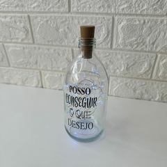 Garrafa de Vidro 500ml com LED - Posso Conseguir Tudo Que Desejo na internet