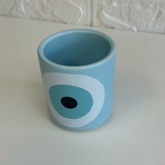 Cachepot Porcelana 8,5cm Olho Grego - Azul Claro - comprar online