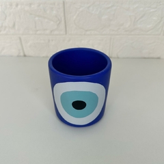 Cachepot Porcelana 8,5cm Olho Grego - Azul - loja online