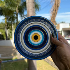Mandala de Cerâmica - Olho Grego Aura Celeste – 16 cm