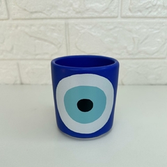 Cachepot Porcelana 8,5cm Olho Grego - Azul na internet