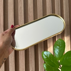 Base Gold Espelhada Grande 30x12cm - Oval