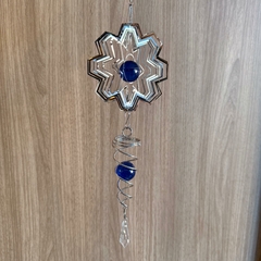 Mandala Aço Inox com Cristal Estabilizador Giratório - Estrela 8 Pontas Cristal Azul - comprar online