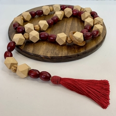 Japamala de Mesa 120cm Decorativo - Contas Claras e Vermelho na internet