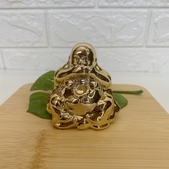 Buda em Cerâmica 7cm Silêncio - Dourado - MARA ROCHA DECORAÇÃO