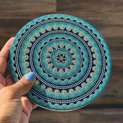 Mandala em Azulejo – 16cm - Harmonia Azul