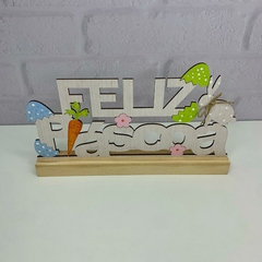 Enfeite de Mesa MDF e Pinus 25cm - Feliz Páscoa Cenoura - loja online