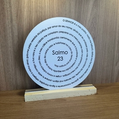 Enfeite de Mesa MDF Redondo 20cm Branco - Salmo 23 - MARA ROCHA DECORAÇÃO