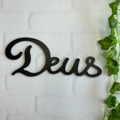 Lettering em MDF 30cm Preto - Deus