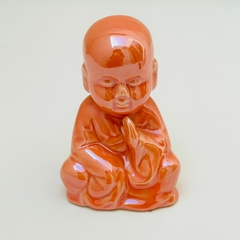 Buda em Cerâmica 9cm Prece - Laranja